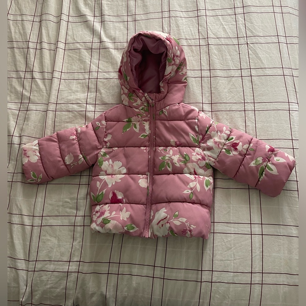 Floral Pink Puffer Jacket